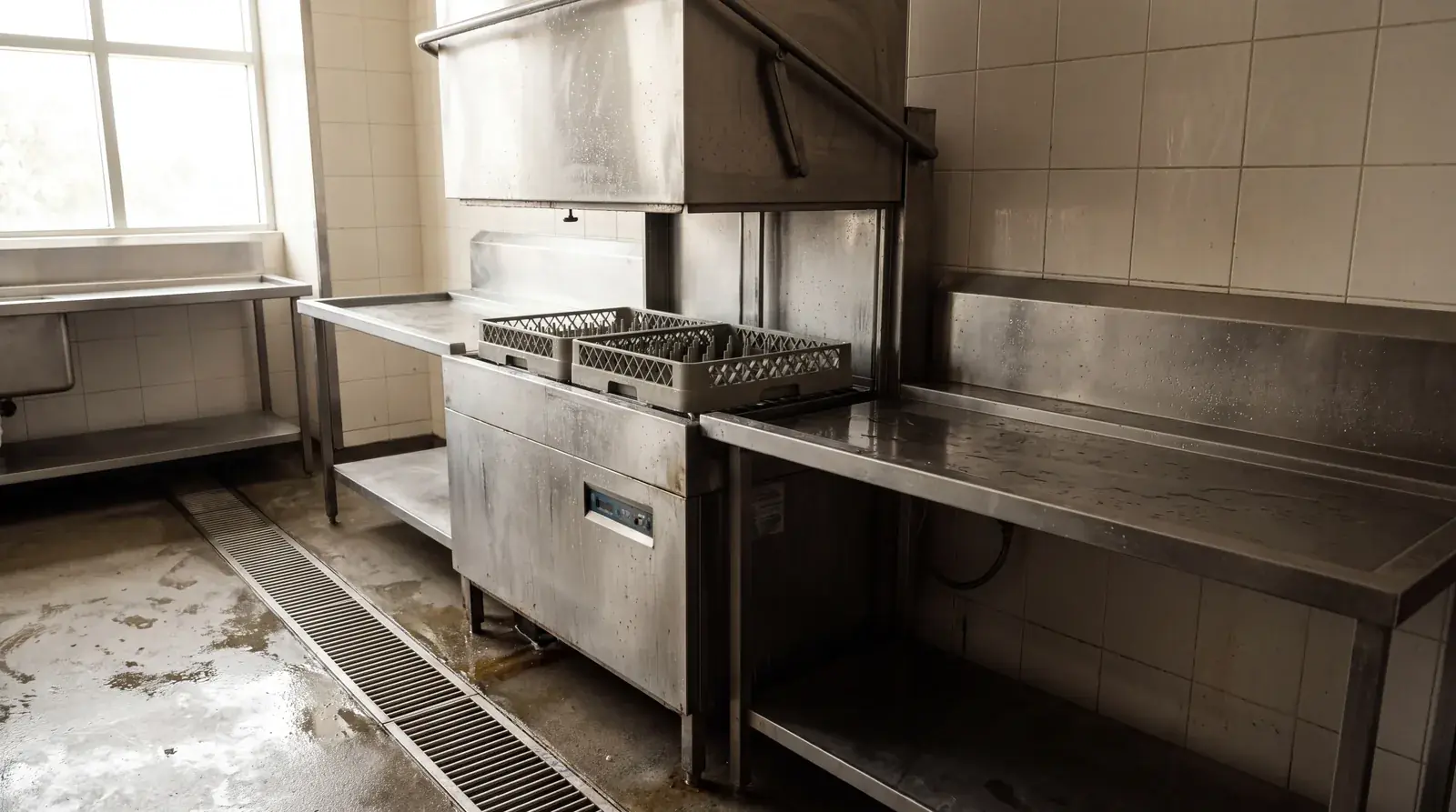 Haubenspülmaschine im gewerblichen Spülbereich